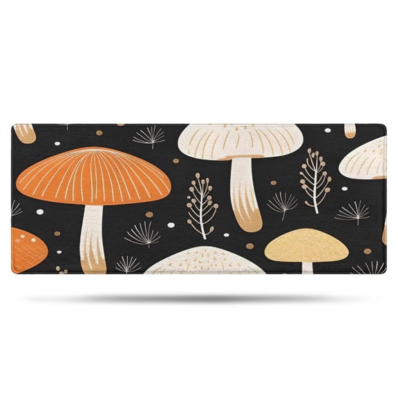 Colorful Mushroom Plant Black Pattern Bathroom Rugs Mat,Non Slip Microfiber Bathroom Rug,Rubber Backing,Soft Bathroom Mats for Bathroom Floor,Tub and Shower,60x24in(150x60cm)