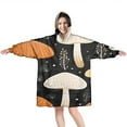 thumbnail image 1 of Colorful Mushroom Plant Black Pattern Wearable Oversized Blanket,Wearable Blanket Hoodie for Adults,Cozy Hooded Blankets with Super Pockets,Super Warm Fuzzy Pullover for Women & Men, 1 of 6