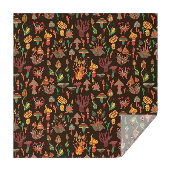 Colorful Mushroom Plant Brown Pattern Square Tablecloth,Waterproof Square Table Cover,Wipeable Spillproof Washable Table Cover for Home Kitchen Party Decor 52"x52"(132x132cm)