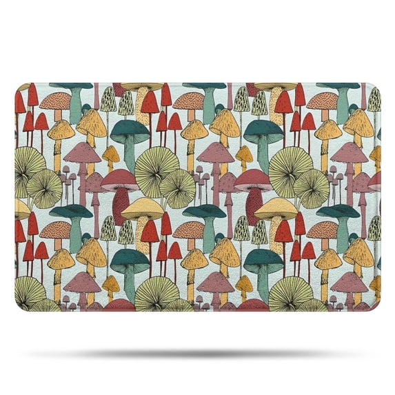 Colorful Mushroom Plant Light Blue Pattern Bathroom Rugs Mat,Non Slip Microfiber Bathroom Rug,Rubber Backing,Soft Bathroom Mats for Bathroom Floor,Tub and Shower,20x32in(50x80cm)