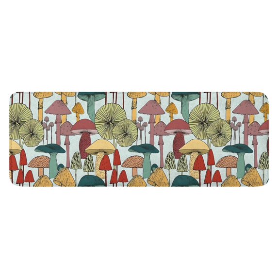 Colorful Mushroom Plant Light Blue Pattern Kitchen Rug Mat,Kitchen Runner Rugs Non Skid Washable,Decorative Kitchen Floor Mats for Kitchen,Sink,Laundry,17"x47.2"