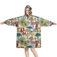 thumbnail image 1 of Colorful Mushroom Plant Light Blue Pattern Wearable Oversized Blanket,Wearable Blanket Hoodie for Adults,Cozy Hooded Blankets with Super Pockets,Super Warm Fuzzy Pullover for Women & Men, 1 of 6