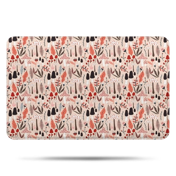 Colorful Mushroom Plant Light Pink Pattern Bathroom Rugs Mat,Non Slip Microfiber Bathroom Rug,Rubber Backing,Soft Bathroom Mats for Bathroom Floor,Tub and Shower,17x27in(43x68cm)