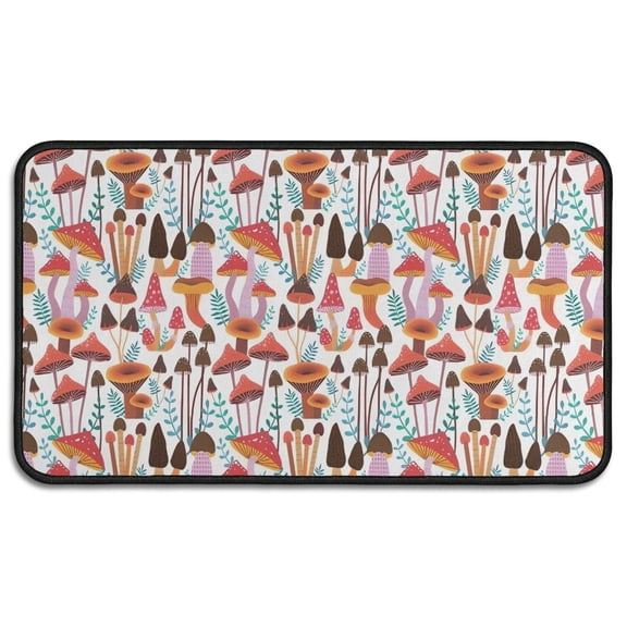 Colorful Mushroom Plant White Pattern Door Rugs,Washable Non Slip Door Mats Indoor,Decorative Door Mats,Entry Mat Indoor for Entrance,Bedroom,Kitchen,Bathroom,30"x17"