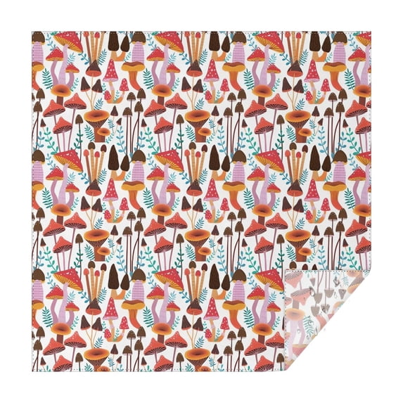 Colorful Mushroom Plant White Pattern Square Tablecloth,Waterproof Square Table Cover,Wipeable Spillproof Washable Table Cover for Home Kitchen Party Decor 42"X42"(107x107cm)