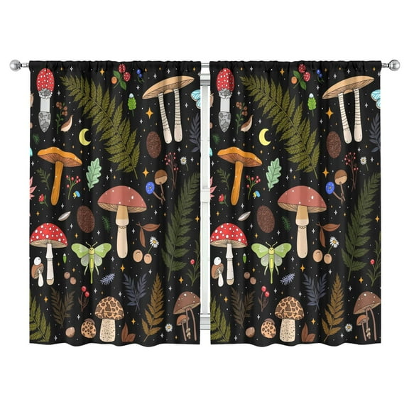 Colorful Mushroom Plants Curtains-blackout Curtains Bedroom Decor Living Room Darkening Grommet Window Drapes 2 Panels Set 52"x 84"