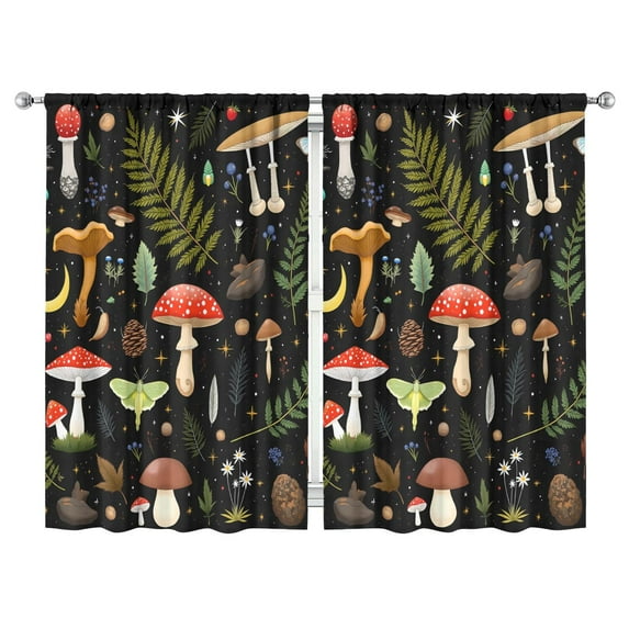 Colorful Mushroom Plants Curtains-blackout Curtains Bedroom Decor Living Room Darkening Grommet Window Drapes 2 Panels Set 52"x 84"