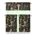 thumbnail image 1 of Colorful Mushroom Plants Kitchen Curtain Valance 3 Piece Set Short Curtain Sink Window Decor 36 Inch Small Window Treatment Tier 27.5x36 Length, 1 of 6