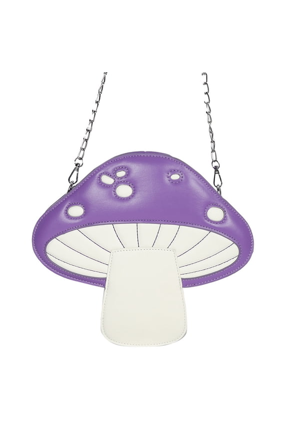 Colorful Mushroom Shape Printed Creative Crossbody Shoulder Handheld Bag PU Color-Block Medium Bag Korean Casual Fresh Style Women Purse Unique Handbags in Red for Daily Outfits