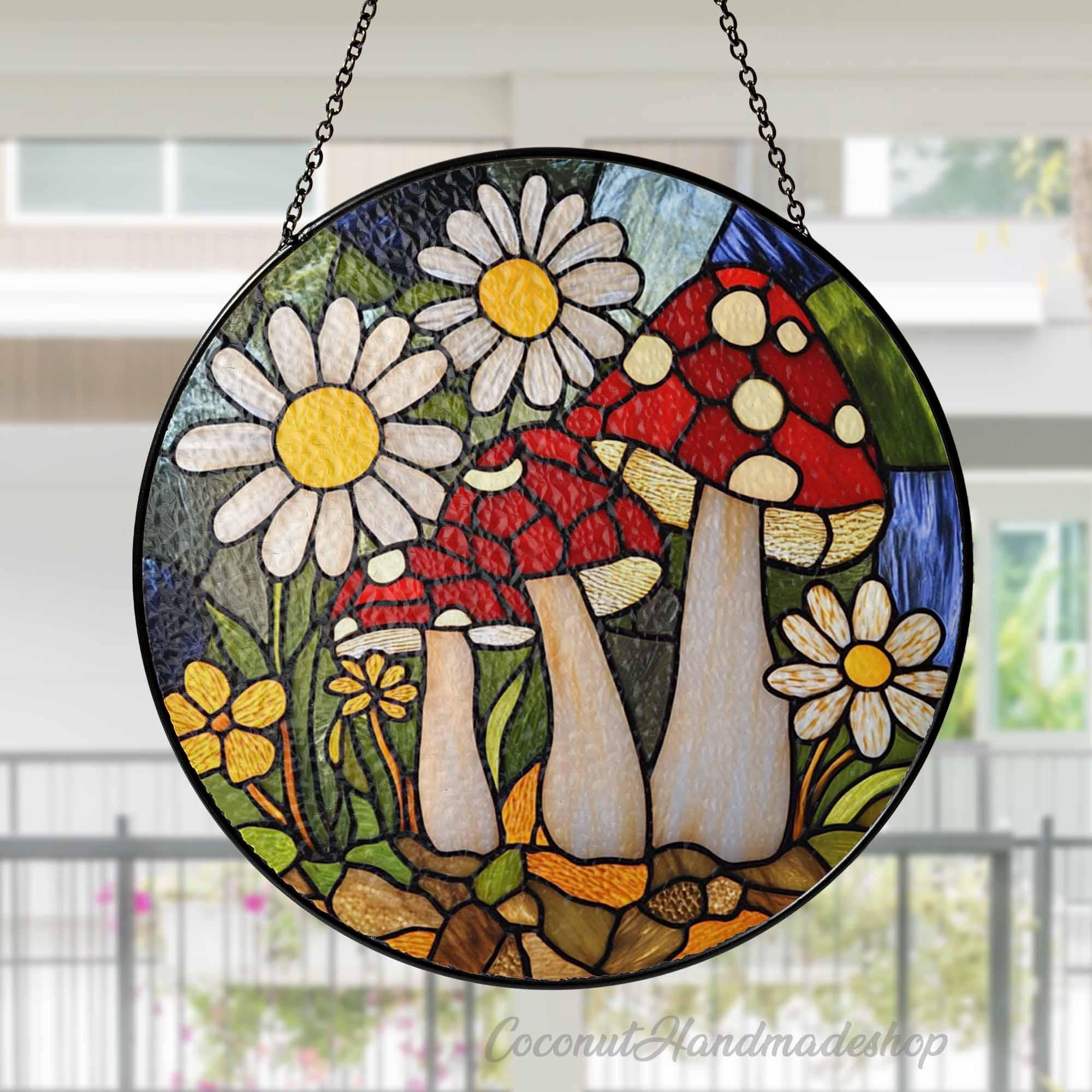Colorful Mushroom Stained Glass Art - Handcrafted Decorative Piece ...