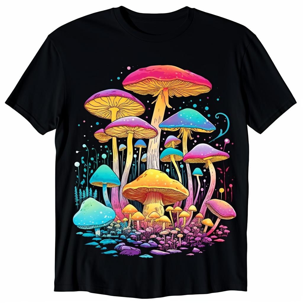 Colorful Mushroom T-Shirt Men's Trippy Psychedelic Fungi Tee - Walmart.com