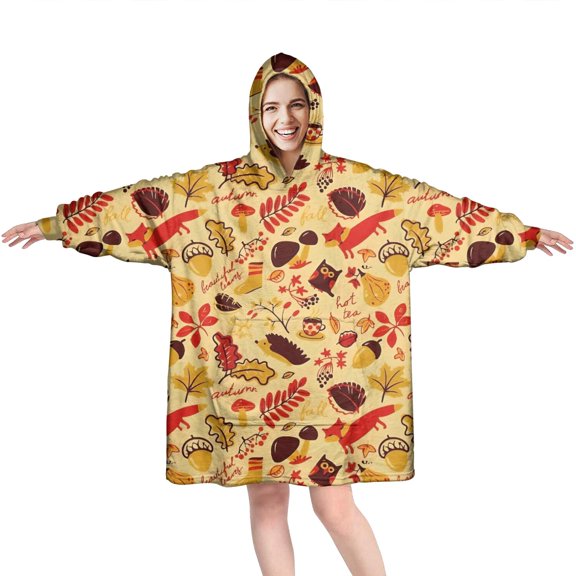 Colorful Mushroom Wearable Oversized Blanket,Wearable Blanket Hoodie for Adults,Cozy Hooded Blankets with Super Pockets,Super Warm Fuzzy Pullover for Women & Men