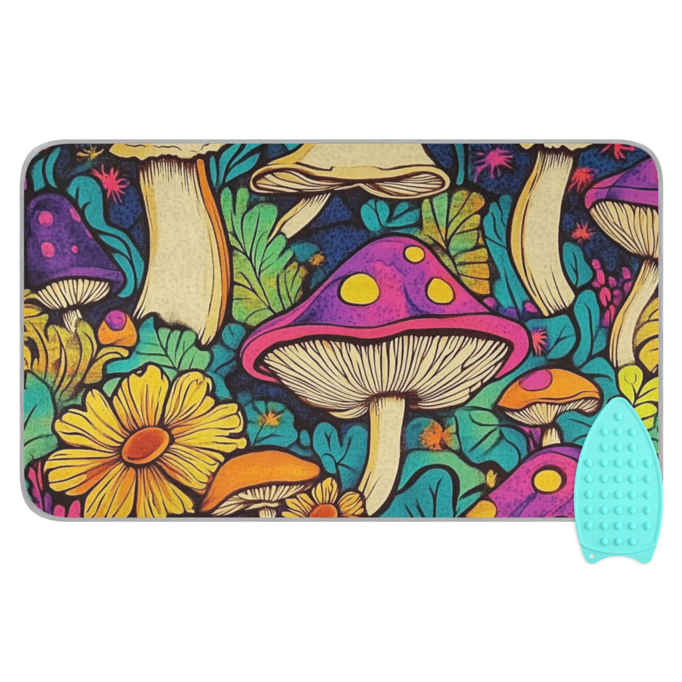 Colorful Mushrooms Ironing Mat Blanket for Table Top Travel Portable Ironing Board Pad 47.2x27.6 Inch