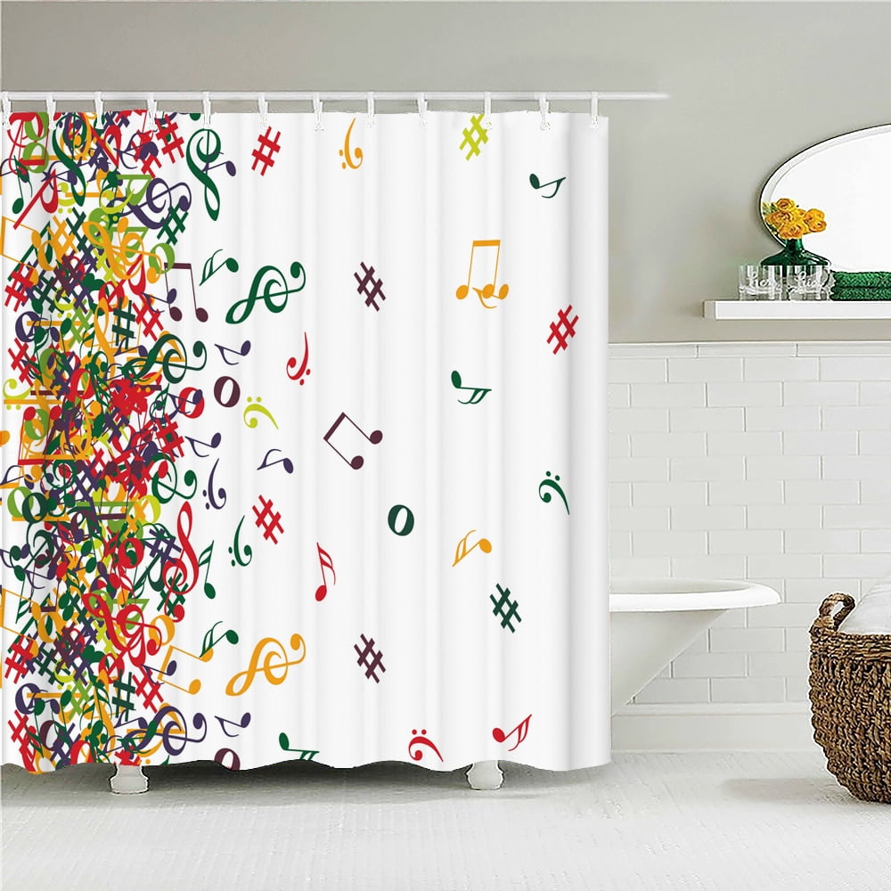 Colorful Music Bath Curtain Waterproof Fabric Shower Curtains