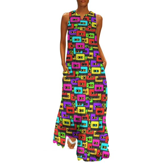 Colorful Music Dress Summer Eighth Notes Random Print Korean Fashion ...
