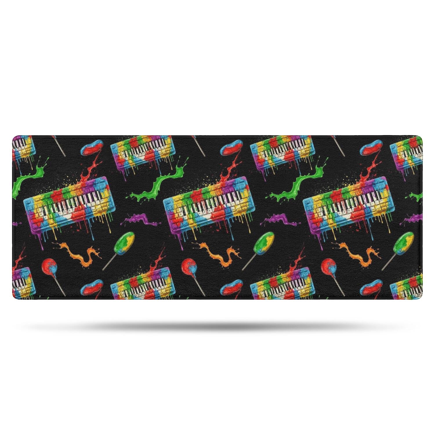 Colorful Music Keyboard Black Pattern Bathroom Rugs Mat,Non Slip ...