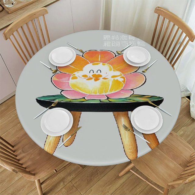 Colorful Music Note Tablecloth with Elastic Edge Waterproof Table Cover