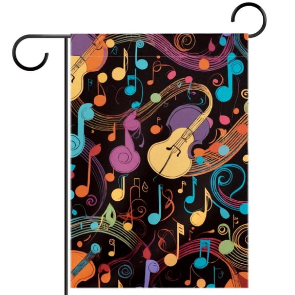 Colorful Music Notes Double Sided Garden Flag Decorative Weather Resistant Yard Flag, Large DIY Vertical Flag for Farmhouse Patio Lawn, 28x40 Inch