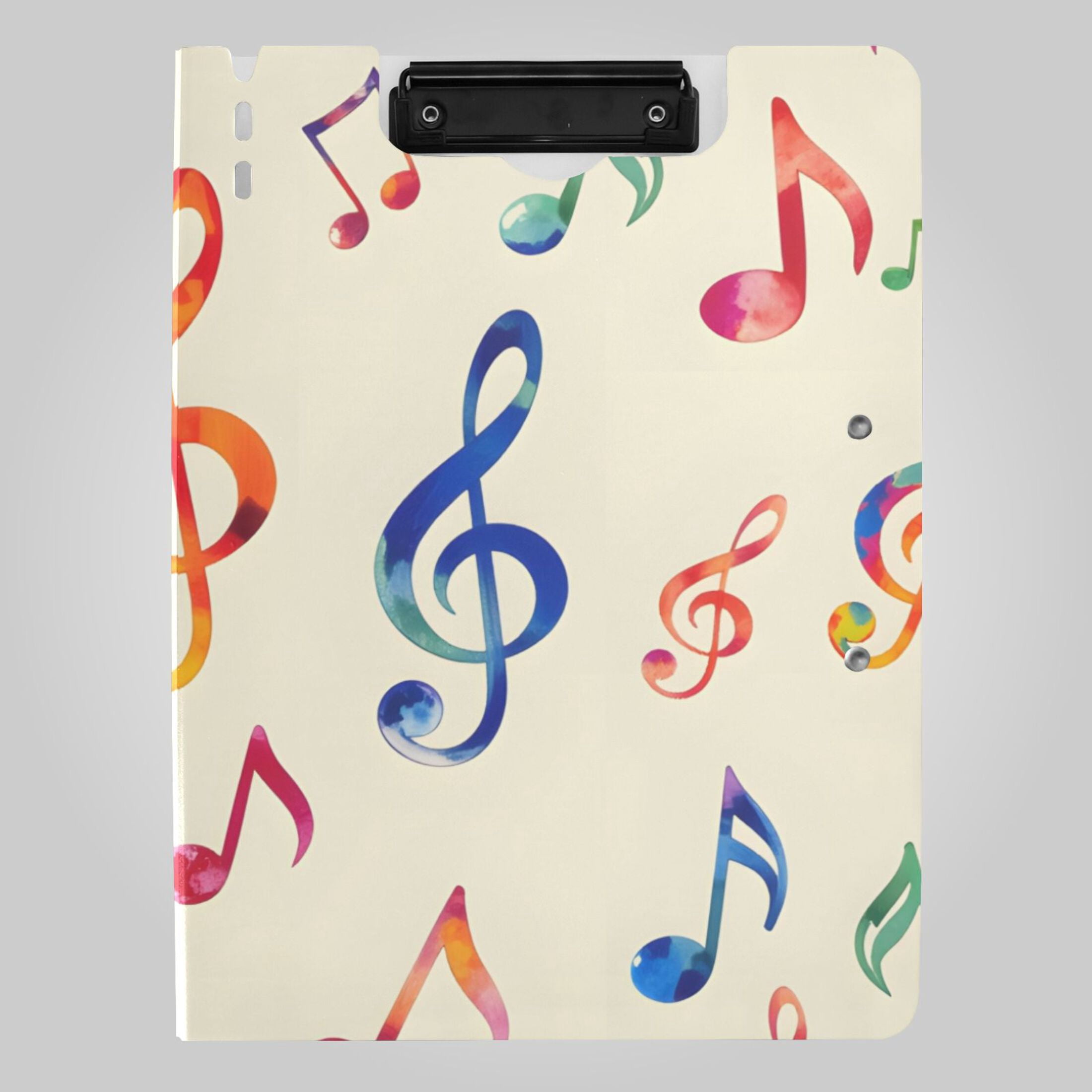 Colorful Music Notes Foldable Binder Folder Clipboard with Pen Slot ...