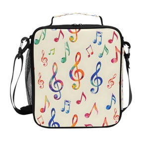 Colorful Music Notes Insulated Lunch Bag Reusable Lunch Box Lunch Container with Straps