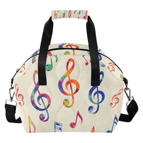 Colorful Music Notes Insulated Lunch Bag Reusable Quilted Lunch Box Waterproof Leakproof Lunch Container