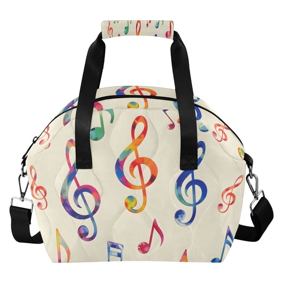 Colorful Music Notes Insulated Lunch Bag Reusable Quilted Lunch Box Waterproof Leakproof Lunch Container