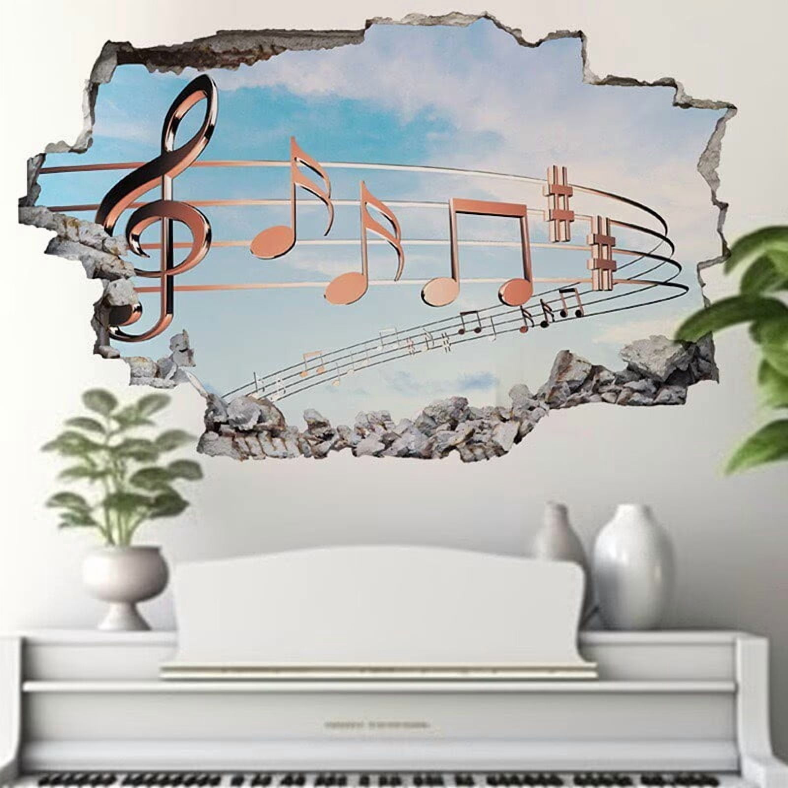 Colorful Music Notes Wall Decals, Musical Peel and Stick Vinyl Wall ...