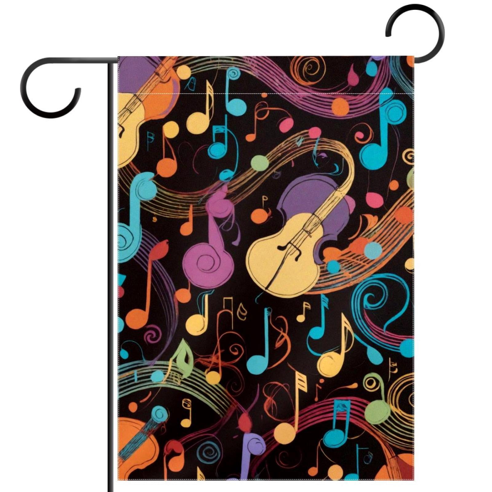 Patio Notes Colorful Music Notes Welcome Garden Flags, 12 x 18 Inch Double Sided ...
