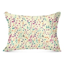 Colorful Music Plush Pillow Cases Standard Size Ultra Soft Warm Pillowcases with Zipper 20"x26"