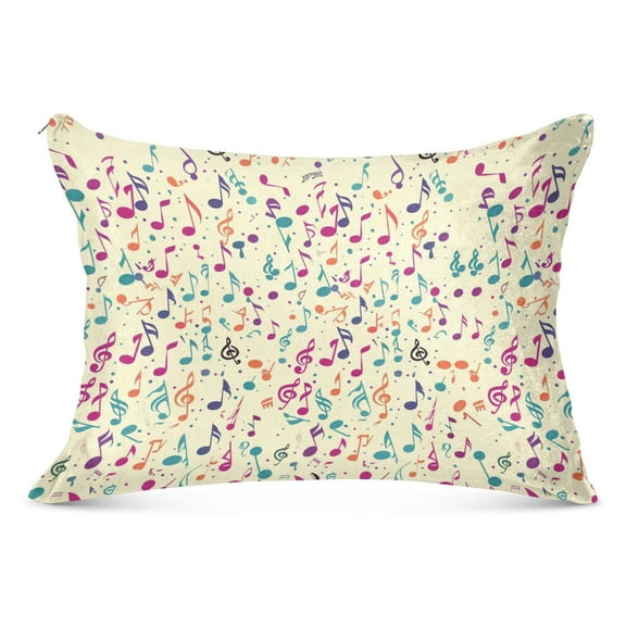 Colorful Music Plush Pillow Cases Standard Size Ultra Soft Warm Pillowcases with Zipper 20"x26"