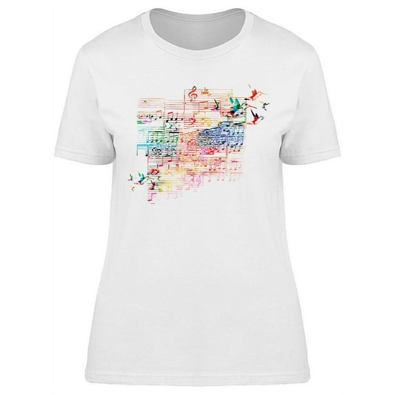 Colorful Music Sheet T-Shirt Women -Image by Shutterstock, Female 3X-Large