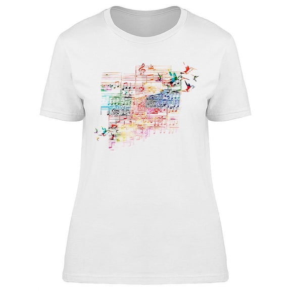 Colorful Music Sheet T-Shirt Women -Image by Shutterstock, Female Medium