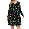 thumbnail image 1 of Colorful Music Symbols Long Sleeve Dresses For Women Vintage Elegant Party Dress Oversized V-neck Dress S-8XL, 1 of 7