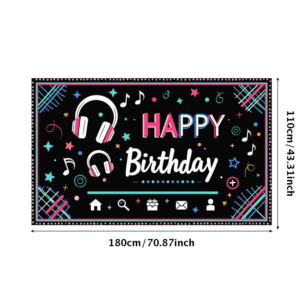 Black Rock Pop Music Theme Happy Birthday Banner - Edgy Party Decor For Music Fans