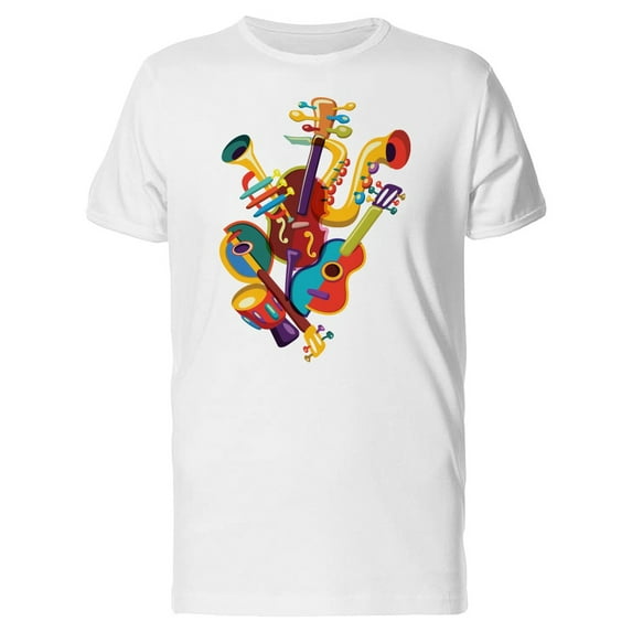 Colorful Musical Instruments T-Shirt Men -Image by Shutterstock, Male Large