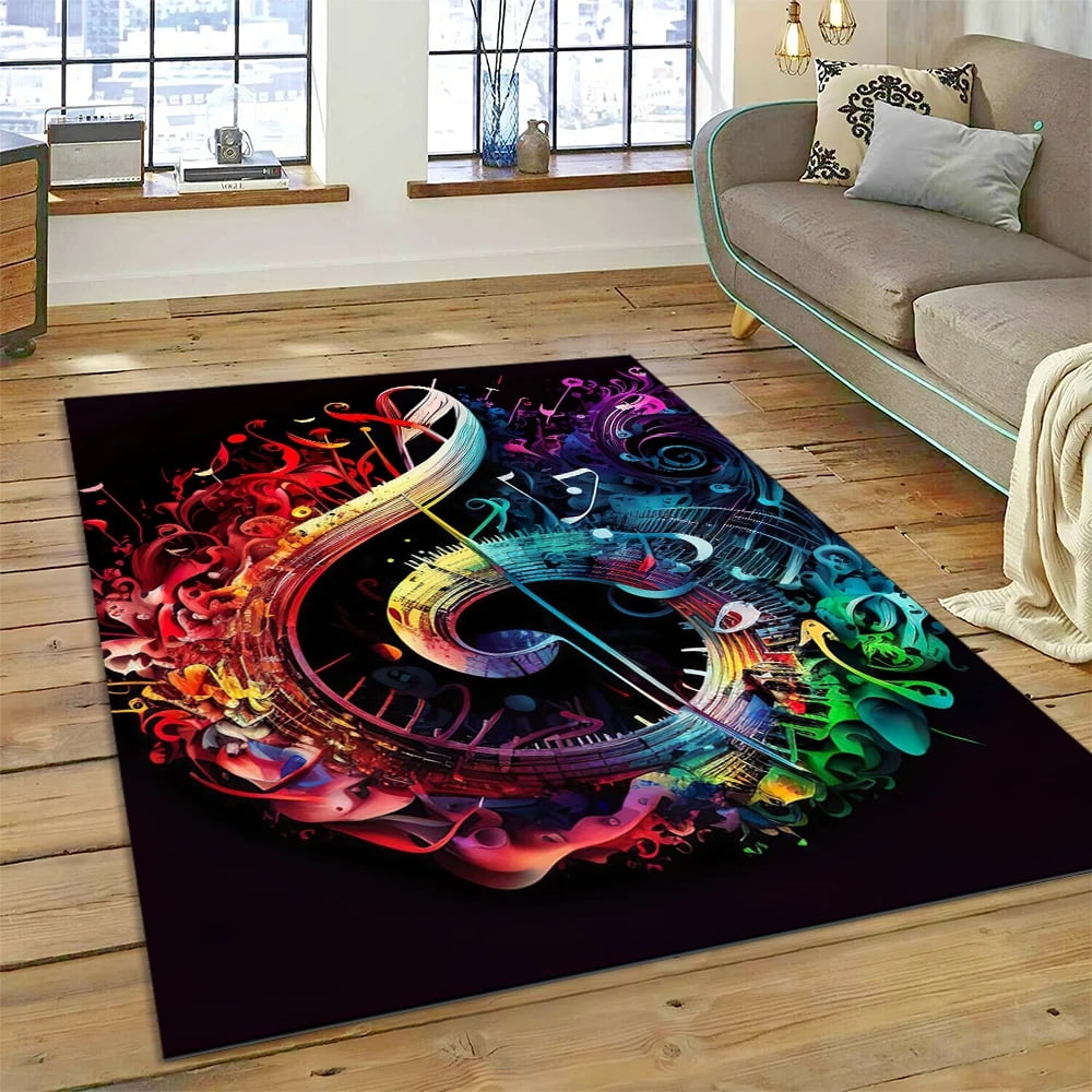 Colorful Musical Note Music Score Cartoon Carpet Rug for Home Living ...