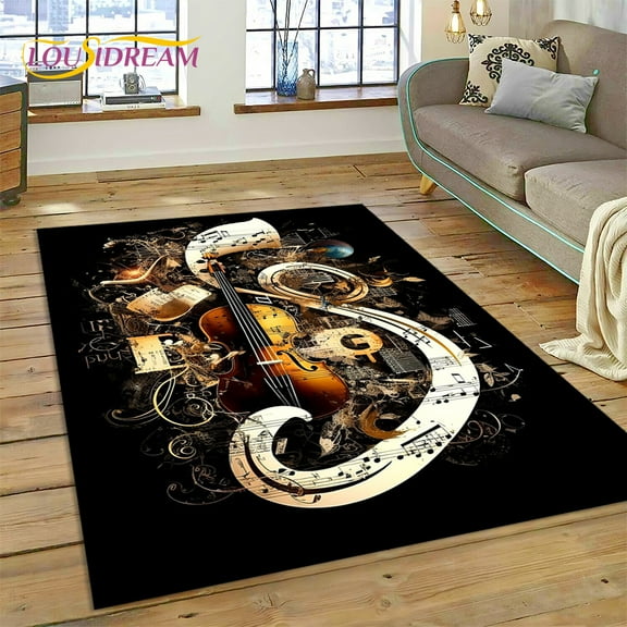 Colorful Musical Note Music Score Cartoon Carpet Rug for Home Living Room Bedroom Sofa Doormat r Kids Area Rug Non-slip Mat