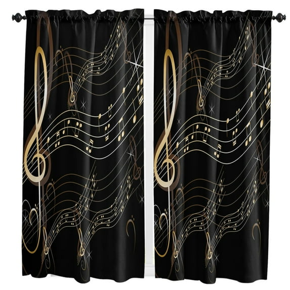 Colorful Musical Notes Music Symbol Curtain For Living Room Kids Bedroom Kitchen Window Curtains Home Interior Drapes