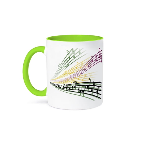 3dRose, Colorful Musical Notes Musician Music Lover Design, 11oz Two-Tone Green Mug
