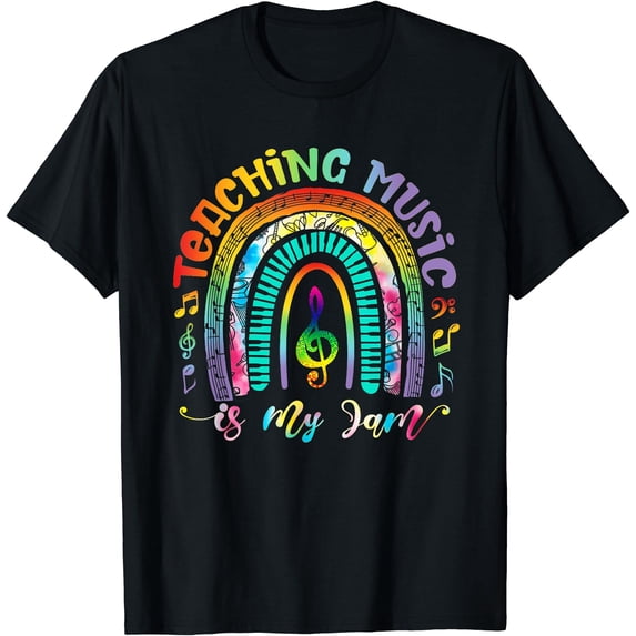 Colorful Musical Teacher Rainbow Tie Dye T-Shirt for Music Lovers and Educators