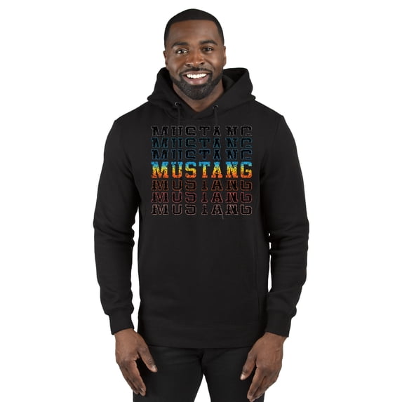 Colorful Mustang Fade Muscle Cars and Trucks Premium Graphic Hoodie Sweatshirt, Black, Large