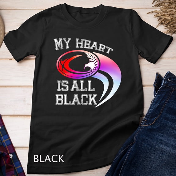 Colorful - My Heart Is All Black - Rugby New Zealand Fan Unisex T-Shirt