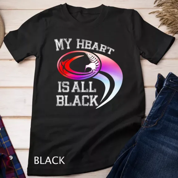 Colorful My Heart's All Black Rugby New Zealand Fan Unisex T-Shirt