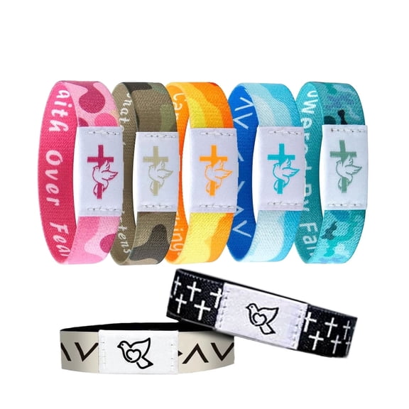 Colorful NFC Christian Woven Bracelets, Faith Wristbands, Scripture Reminder Jewelry for Sunday School & Church