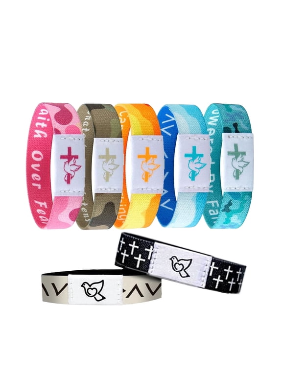 Colorful NFC Christian Woven Bracelets, Faith Wristbands, Scripture Reminder Jewelry for Sunday School & Church