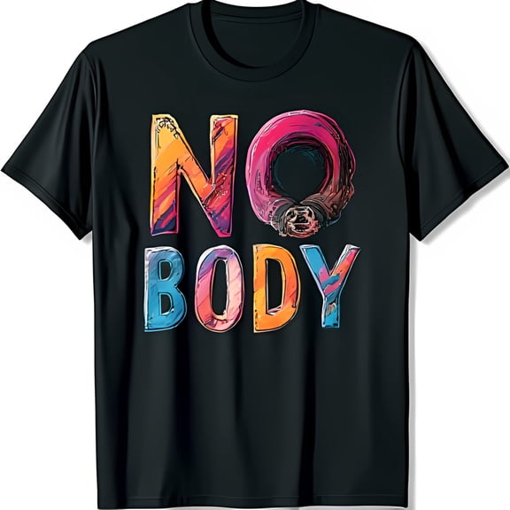 Colorful NOBODY Graphic Black T-Shirt Soft Stylish Casual Wear