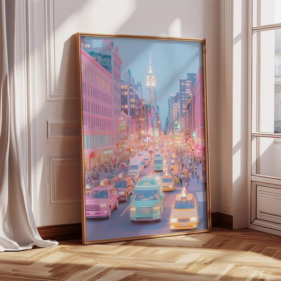 Colorful NYC Poster Urban Cityscape Wall Art, Size 24x36 UNFFRAMED F03.1.8l753