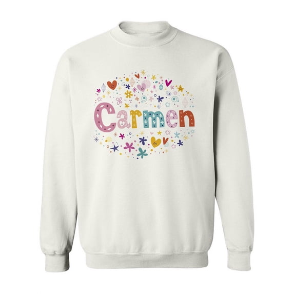 Colorful Name Carmen. Sweatshirt Women - Women Sweatshirt, White, Small