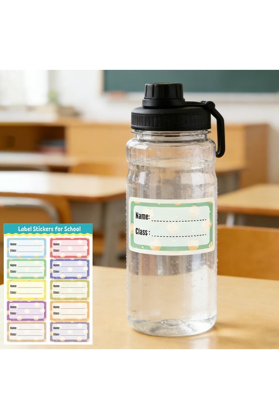 Colorful Name Label Stickers, Waterproof Tear-Resistant Self-Adhesive Tags 2.4x1.2 Inches, Personalized Labels for Notebooks Bottles Organization
