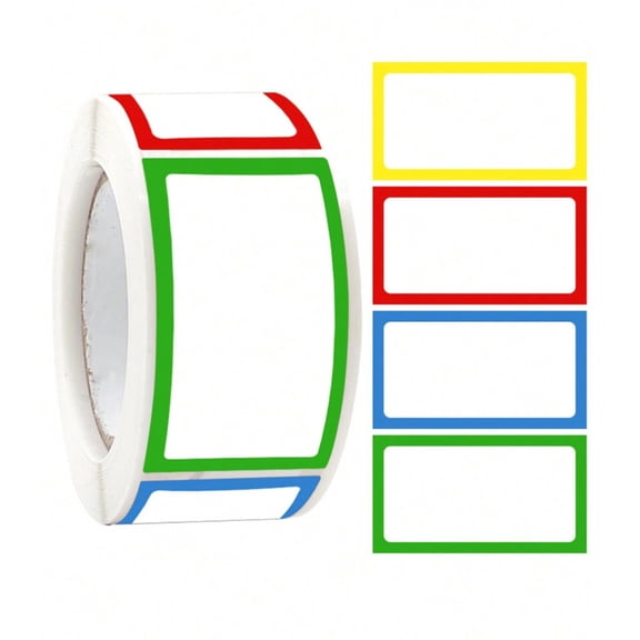 Colorful Name Tag Labels - 250 Stickers, Colorful Border Name Tags For Office, Meetings, School, Home, Events, And Parties Multicolor